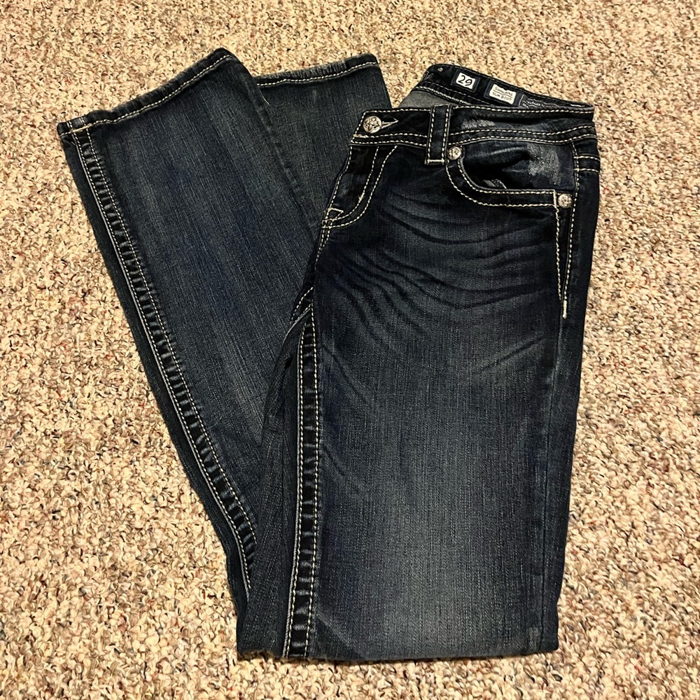 Miss Me Dark Blue Embellished Boot Cut Jeans - Picture 2 of 5